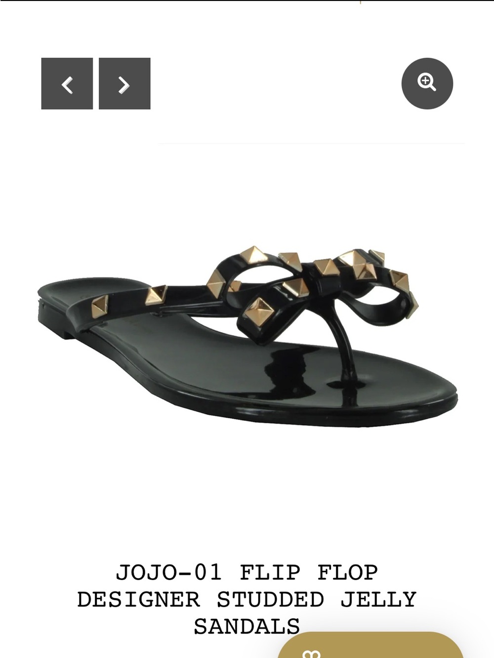 New In Box Wild Diva Gold Studded Jelly Flip Flop Sz 8